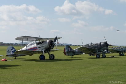 Gladiator and Hawk 75, two classic Battle of France types share the flightline.